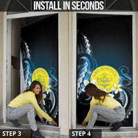 Palau United Nations Day Door Cover Polynesian Curves Plumeria - Polynesian Pride