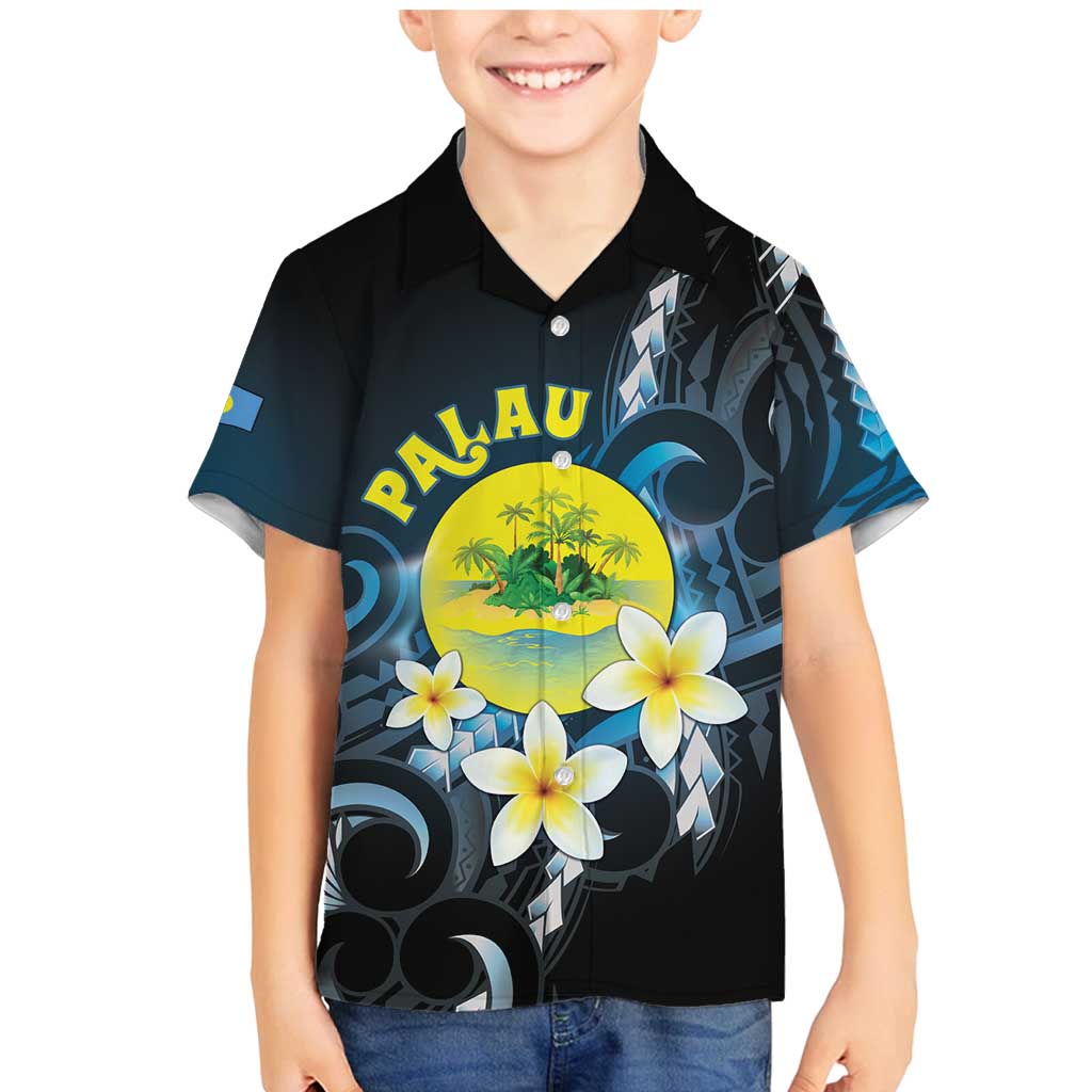 Palau United Nations Day Family Matching Mermaid Dress and Hawaiian Shirt Polynesian Curves Plumeria - Polynesian Pride