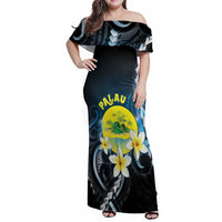 Palau United Nations Day Family Matching Off Shoulder Maxi Dress and Hawaiian Shirt Polynesian Curves Plumeria - Polynesian Pride