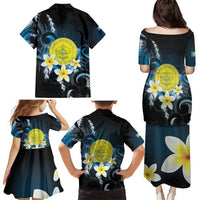 Palau United Nations Day Family Matching Puletasi and Hawaiian Shirt Polynesian Curves Plumeria - Polynesian Pride