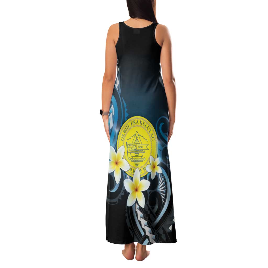 Palau United Nations Day Family Matching Tank Maxi Dress and Hawaiian Shirt Polynesian Curves Plumeria - Polynesian Pride