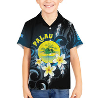 Palau United Nations Day Kid Hawaiian Shirt Polynesian Curves Plumeria - Polynesian Pride