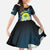 Palau United Nations Day Kid Short Sleeve Dress Polynesian Curves Plumeria - Polynesian Pride