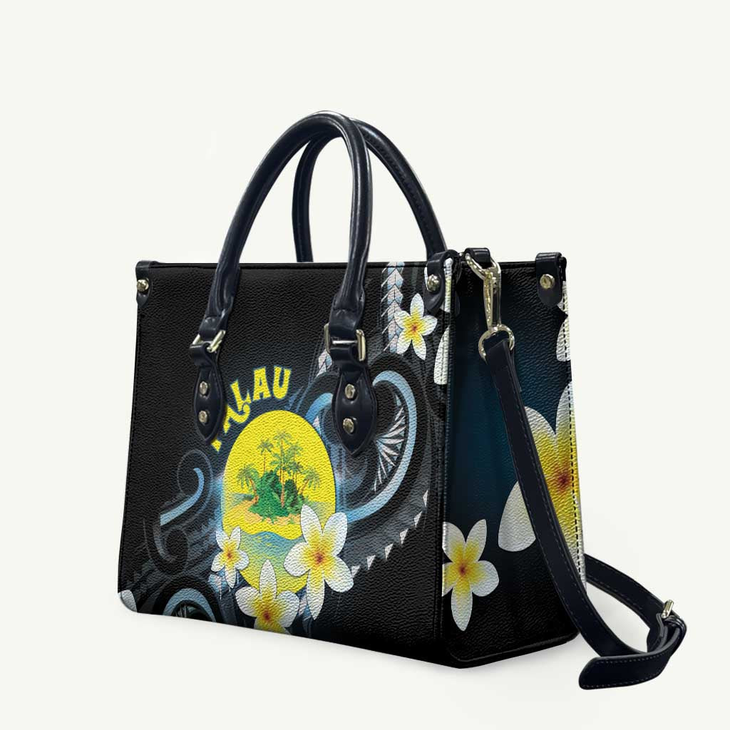 Palau United Nations Day Leather Bag Polynesian Curves Plumeria - Polynesian Pride