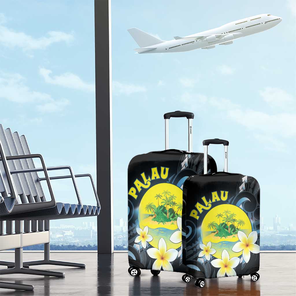Palau United Nations Day Luggage Cover Polynesian Curves Plumeria - Polynesian Pride