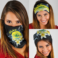 Palau United Nations Day Neck Gaiter Polynesian Curves Plumeria - Polynesian Pride