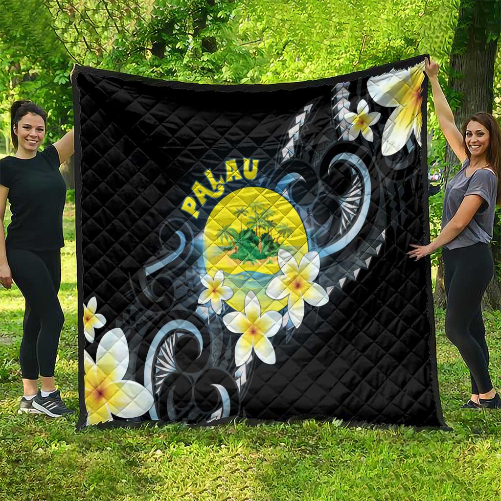 Palau United Nations Day Quilt Polynesian Curves Plumeria - Polynesian Pride