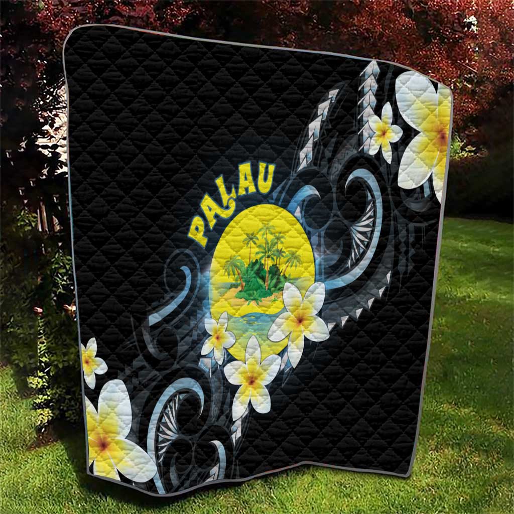 Palau United Nations Day Quilt Polynesian Curves Plumeria - Polynesian Pride