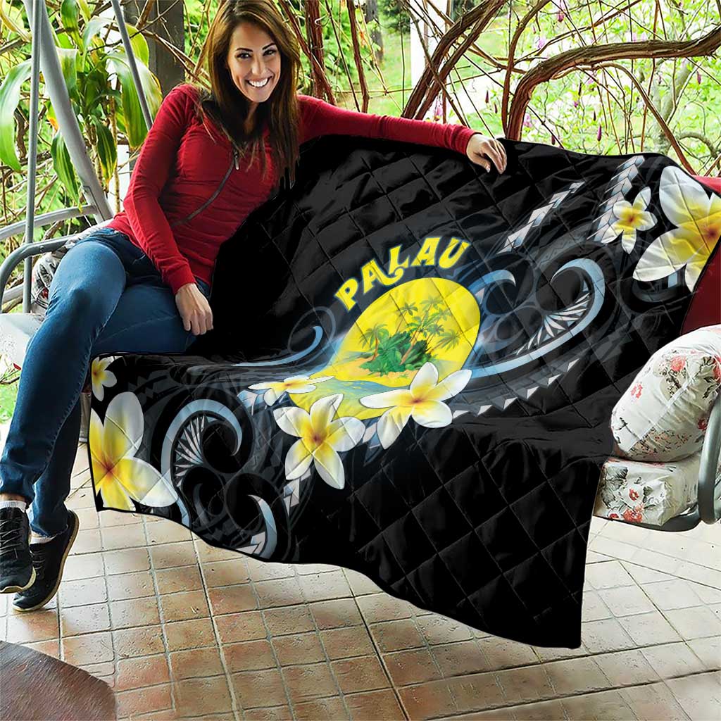 Palau United Nations Day Quilt Polynesian Curves Plumeria - Polynesian Pride