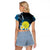 Palau United Nations Day Raglan Cropped T Shirt Polynesian Curves Plumeria - Polynesian Pride