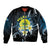 Palau United Nations Day Sleeve Zip Bomber Jacket Polynesian Curves Plumeria - Polynesian Pride