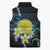 Palau United Nations Day Sleeveless Puffer Jacket Polynesian Curves Plumeria - Polynesian Pride