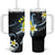 Palau United Nations Day Tumbler With Handle Polynesian Curves Plumeria - Polynesian Pride