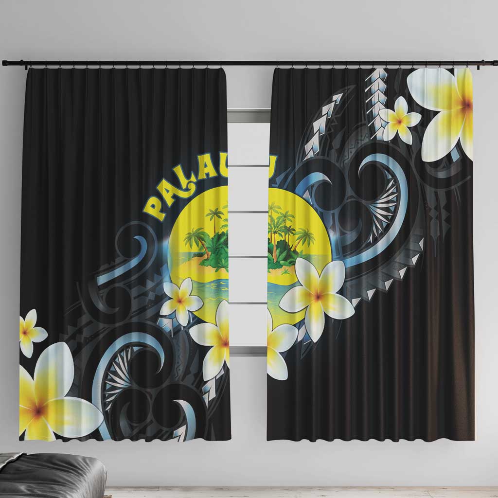 Palau United Nations Day Window Curtain Polynesian Curves Plumeria - Polynesian Pride