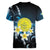 Palau United Nations Day Women V-Neck T-Shirt Polynesian Curves Plumeria - Polynesian Pride