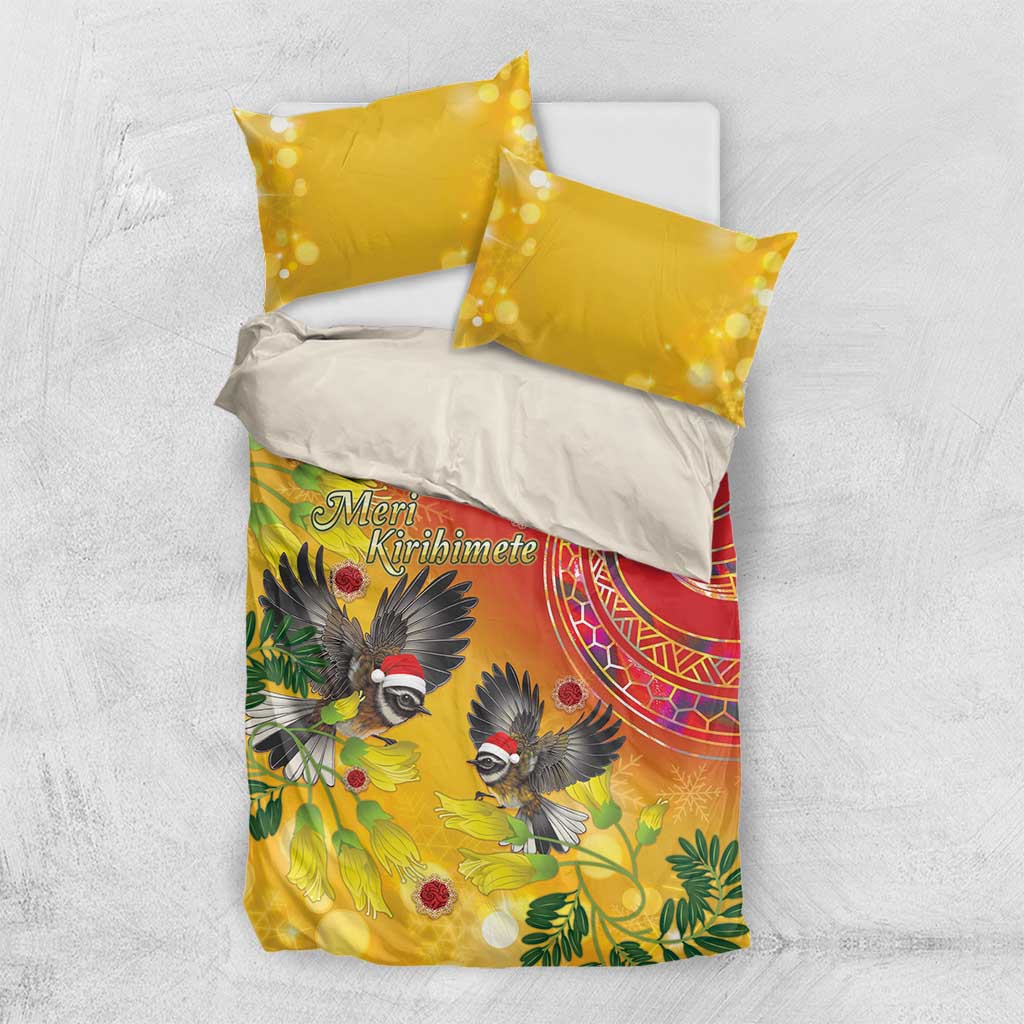 New Zealand Piwakawaka Christmas Bedding Set With Maori Pattern