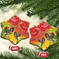 New Zealand Piwakawaka Christmas Ceramic Ornament With Maori Pattern