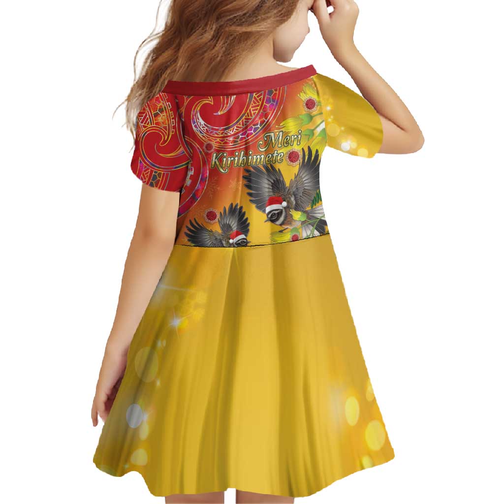 New Zealand Piwakawaka Christmas Family Matching Long Sleeve Bodycon Dress and Hawaiian Shirt With Maori Pattern LT05 - Polynesian Pride
