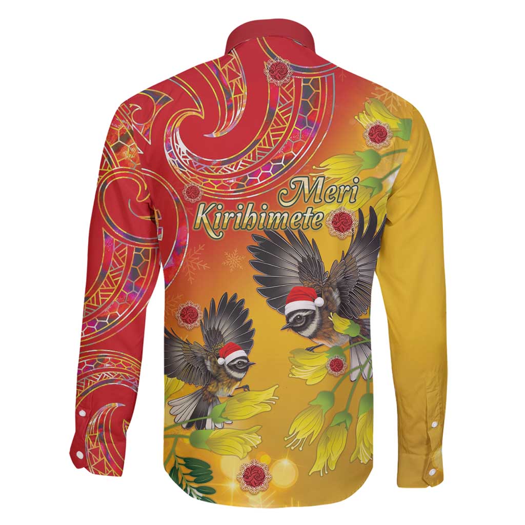 New Zealand Piwakawaka Christmas Family Matching Long Sleeve Bodycon Dress and Hawaiian Shirt With Maori Pattern LT05 - Polynesian Pride