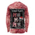 Personalised New Zealand Tiki Christmas Long Sleeve Shirt Ho Ho Ho Paua Shell Glitter Red