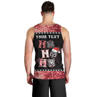 Personalised New Zealand Tiki Christmas Men Tank Top Ho Ho Ho Paua Shell Glitter Red