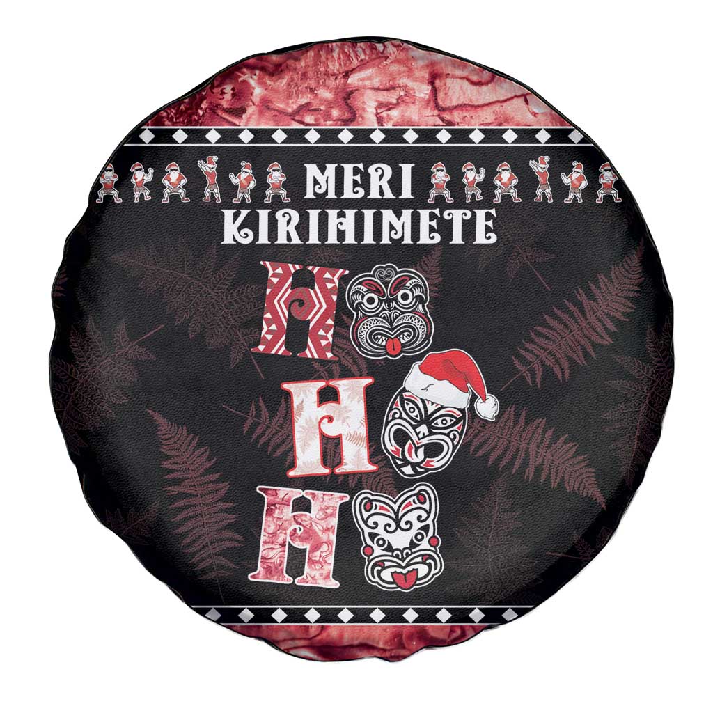 New Zealand Tiki Christmas Spare Tire Cover Ho Ho Ho Paua Shell Glitter Red