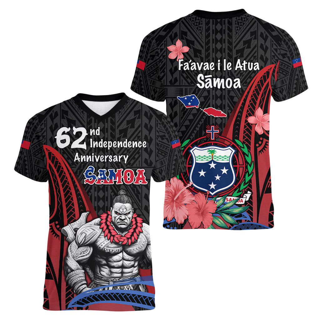 Samoa Independence Day Women V Neck T Shirt Samoan Warriors Ula Fala LT05 - Polynesian Pride