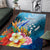 Kosrae Constitution Day Area Rug Humpback Whale Tropical Flowers LT05 Blue - Polynesian Pride