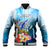 Personalised Kosrae Constitution Day Baseball Jacket Humpback Whale Tropical Flowers LT05 Unisex Blue - Polynesian Pride