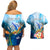 Personalised Kosrae Constitution Day Couples Matching Off Shoulder Short Dress and Hawaiian Shirt Humpback Whale Tropical Flowers LT05 - Polynesian Pride