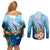 Personalised Kosrae Constitution Day Couples Matching Off Shoulder Short Dress and Long Sleeve Button Shirt Humpback Whale Tropical Flowers LT05 - Polynesian Pride