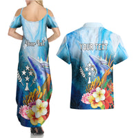 Personalised Kosrae Constitution Day Couples Matching Summer Maxi Dress and Hawaiian Shirt Humpback Whale Tropical Flowers LT05 - Polynesian Pride