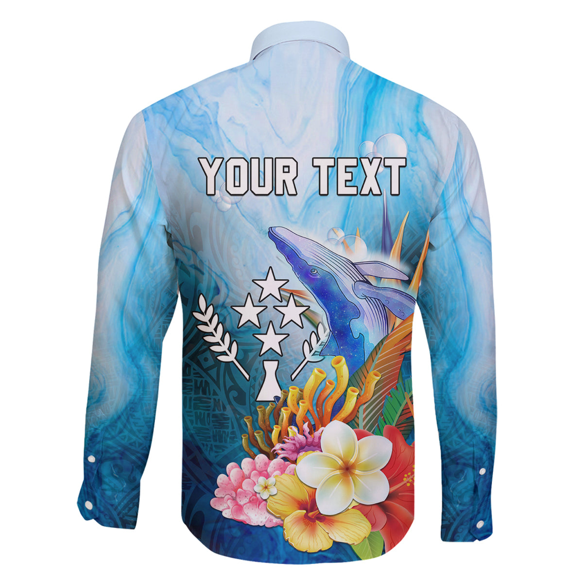 Personalised Kosrae Constitution Day Family Matching Long Sleeve Bodycon Dress and Hawaiian Shirt Humpback Whale Tropical Flowers LT05 - Polynesian Pride