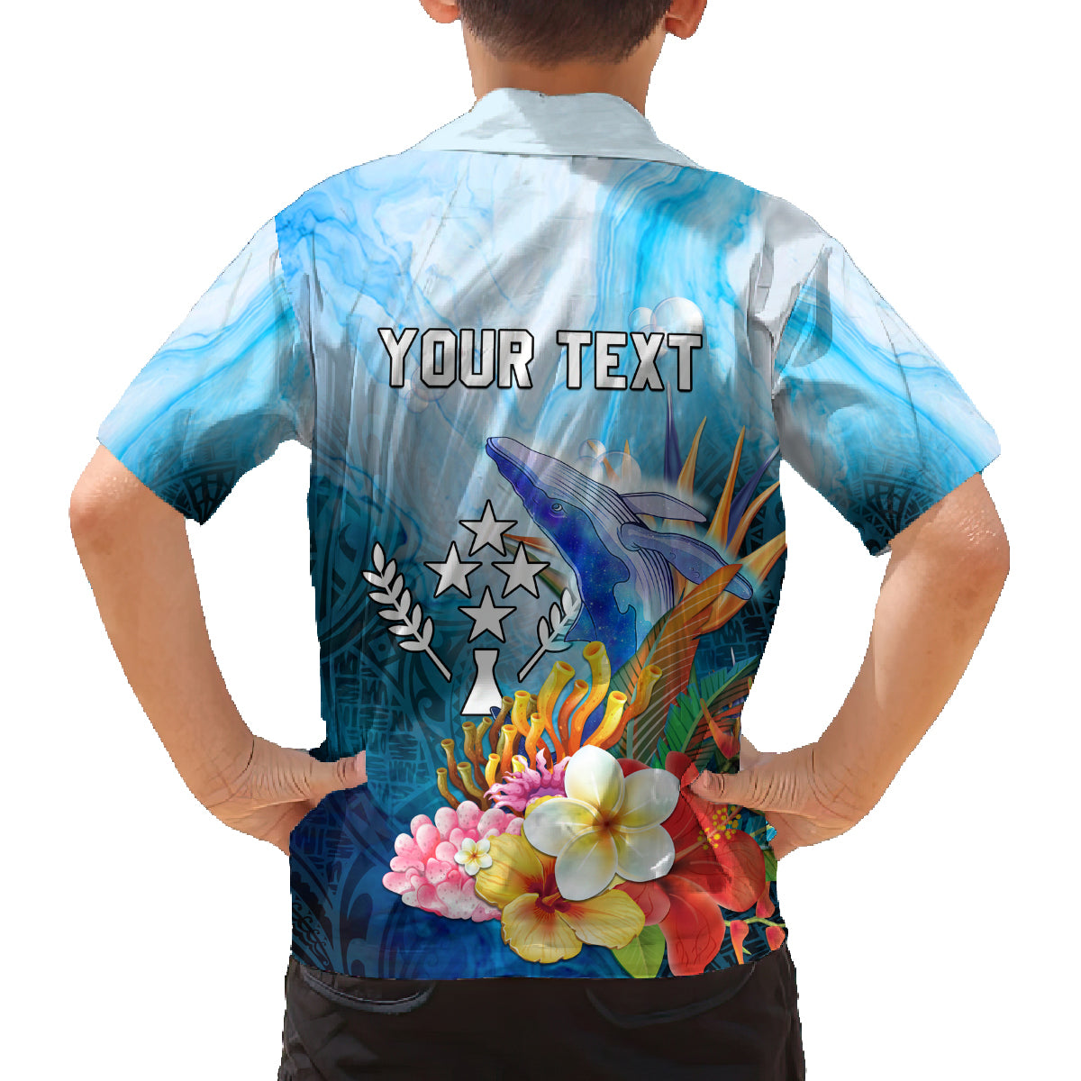 Personalised Kosrae Constitution Day Family Matching Off Shoulder Maxi Dress and Hawaiian Shirt Humpback Whale Tropical Flowers LT05 - Polynesian Pride