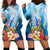 Personalised Kosrae Constitution Day Hoodie Dress Humpback Whale Tropical Flowers LT05 - Polynesian Pride