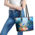 Kosrae Constitution Day Leather Tote Bag Humpback Whale Tropical Flowers LT05 - Polynesian Pride