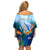 Personalised Kosrae Constitution Day Off Shoulder Short Dress Humpback Whale Tropical Flowers LT05 - Polynesian Pride