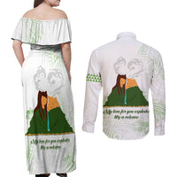 Personalised I LAVA YOU Volcano Valentine Couples Matching Off Shoulder Maxi Dress and Long Sleeve Button Shirt Polynesian Tribal Pattern LT05 - Polynesian Pride