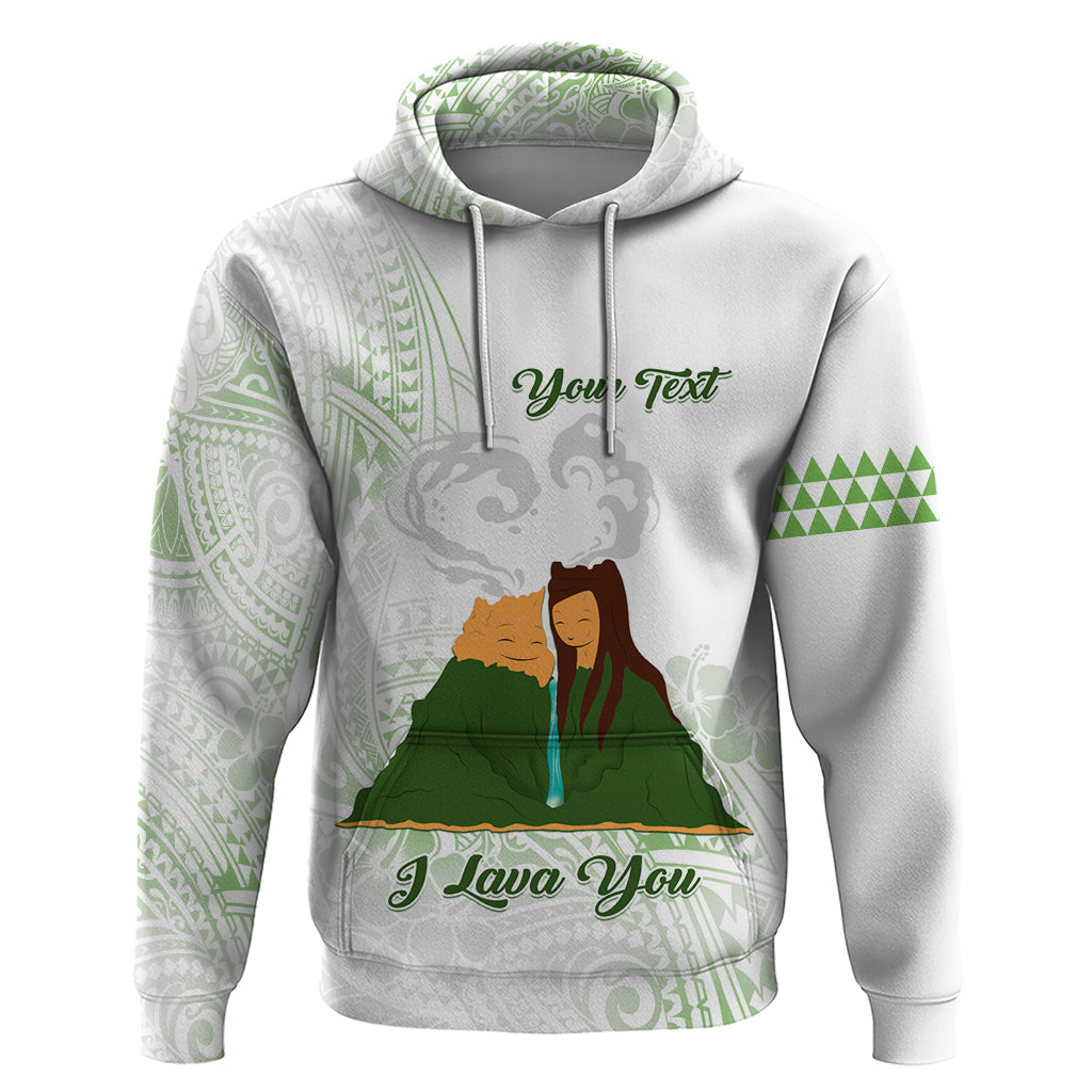 Personalised I LAVA YOU Volcano Valentine Hoodie Polynesian Tribal Pattern LT05 Pullover Hoodie White - Polynesian Pride