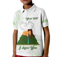 Personalised I LAVA YOU Volcano Valentine Kid Polo Shirt Polynesian Tribal Pattern LT05 Kid White - Polynesian Pride