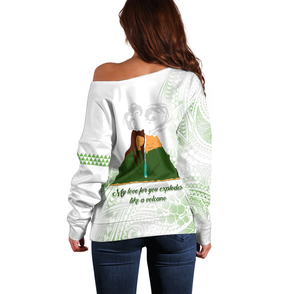 Personalised I LAVA YOU Volcano Valentine Off Shoulder Sweater Polynesian Tribal Pattern LT05 - Polynesian Pride