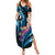 Personalised FSM Yap State Day Summer Maxi Dress Tropical Flowers Tribal Pattern LT05 Women Blue - Polynesian Pride