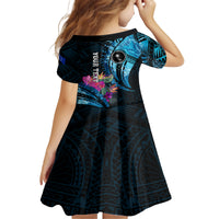 Personalised FSM Chuuk State Kid Short Sleeve Dress Tropical Flowers Tribal Pattern LT05 - Polynesian Pride