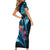 Personalised FSM Chuuk State Short Sleeve Bodycon Dress Tropical Flowers Tribal Pattern LT05 - Polynesian Pride