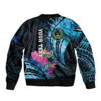 Personalised FSM Pohnpei State Bomber Jacket Tropical Flowers Tribal Pattern LT05 - Polynesian Pride