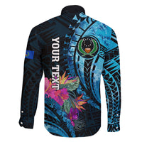 Personalised FSM Pohnpei State Family Matching Off Shoulder Maxi Dress and Hawaiian Shirt Tropical Flowers Tribal Pattern LT05 - Polynesian Pride