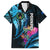 Personalised FSM Pohnpei State Family Matching Short Sleeve Bodycon Dress and Hawaiian Shirt Tropical Flowers Tribal Pattern LT05 Dad's Shirt - Short Sleeve Blue - Polynesian Pride