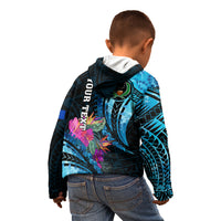 Personalised FSM Pohnpei State Kid Hoodie Tropical Flowers Tribal Pattern LT05 - Polynesian Pride