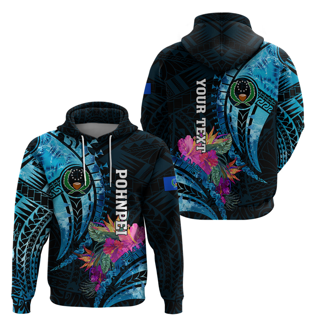 Personalised FSM Pohnpei State Zip Hoodie Tropical Flowers Tribal Pattern LT05 - Polynesian Pride