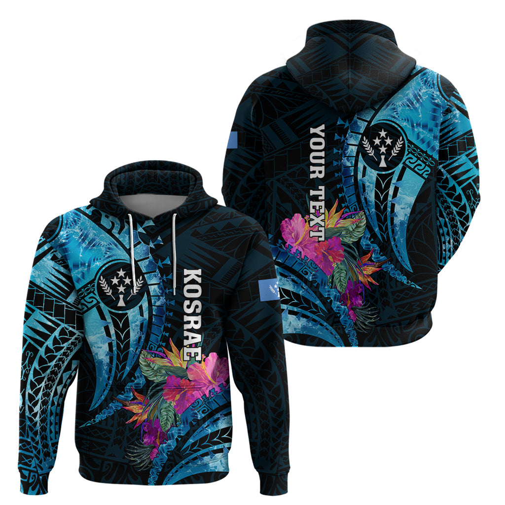 Personalised FSM Kosrae State Hoodie Tropical Flowers Tribal Pattern LT05 - Polynesian Pride